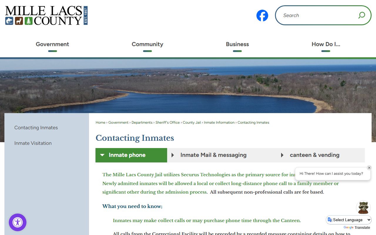 Mille Lacs County Jail mail phone eMessaging and money instructions