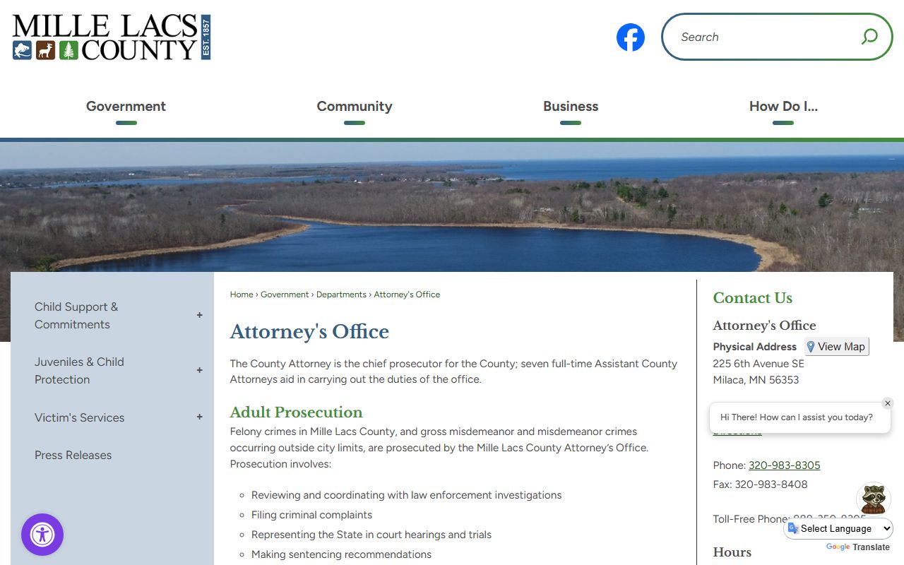 Mille Lacs County court records after arrest county attorney page